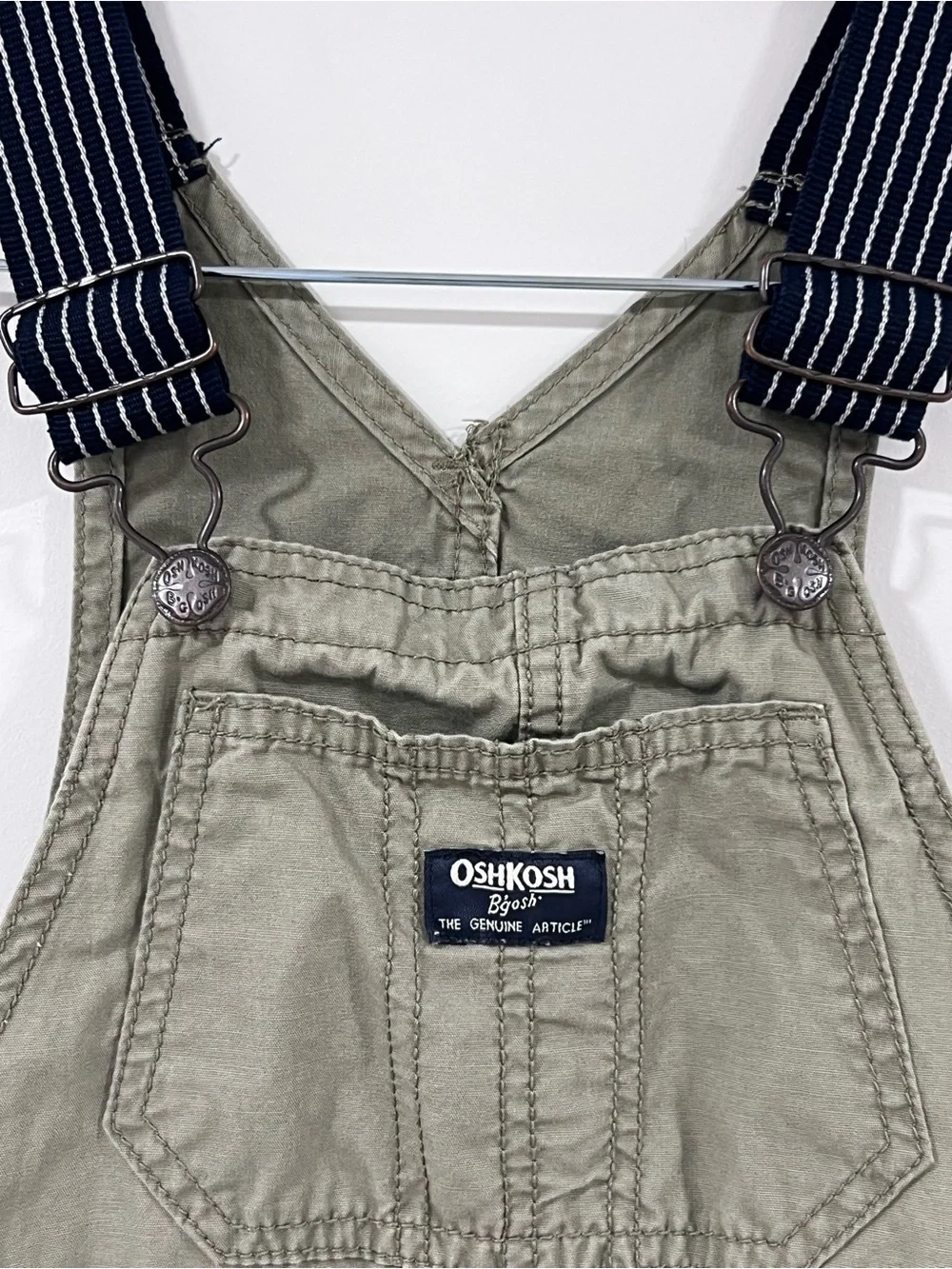 OshKosh B'gosh Olive Green Overalls with White Trim
